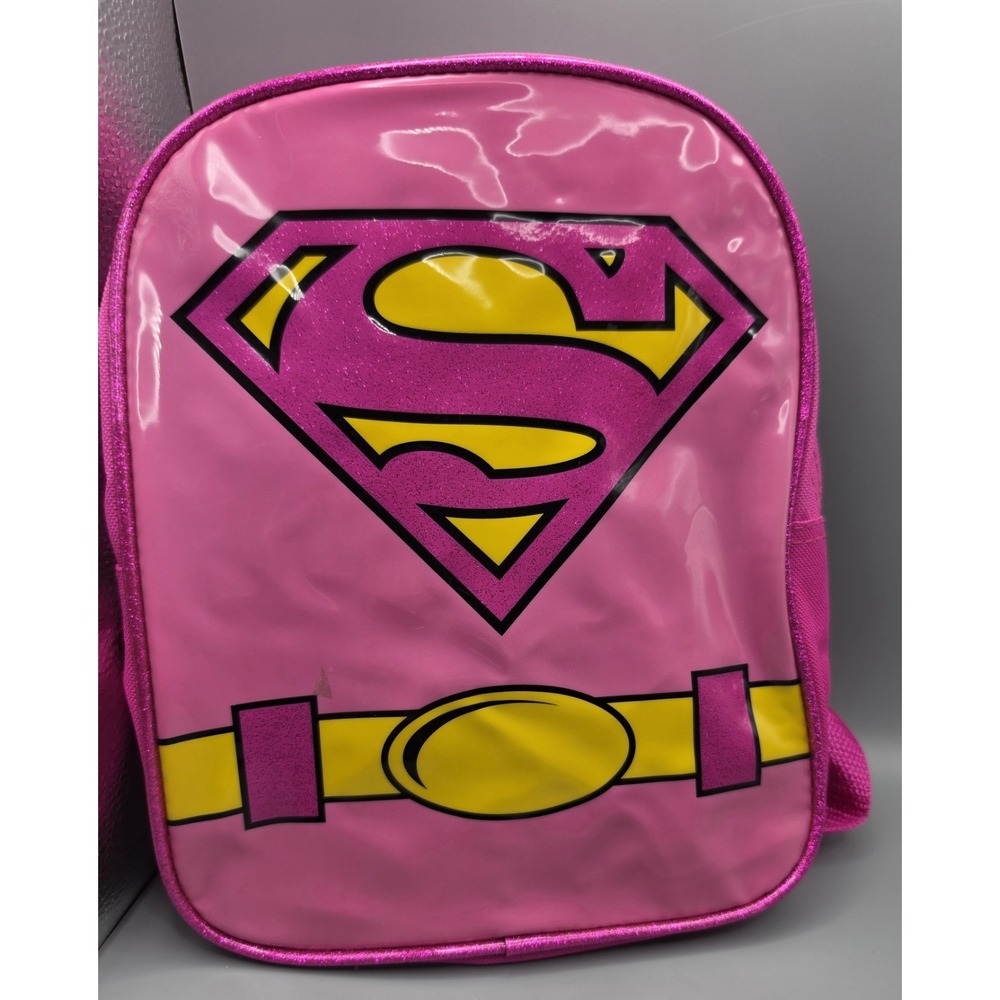 DC Comics Supergirl Kids Mini Backpack Pink Glitter Logo Girls 11"